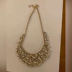 Gold crystal and pearl necklace